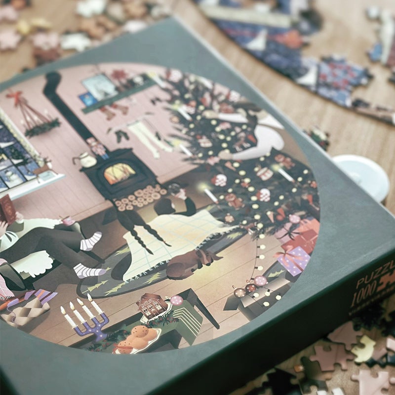 Overseas Christmas Series 1000-Piece Jigsaw Puzzle Leisure Boxed Christmas Series 1000P Adult Puzzle For Stress Relief - Image 4